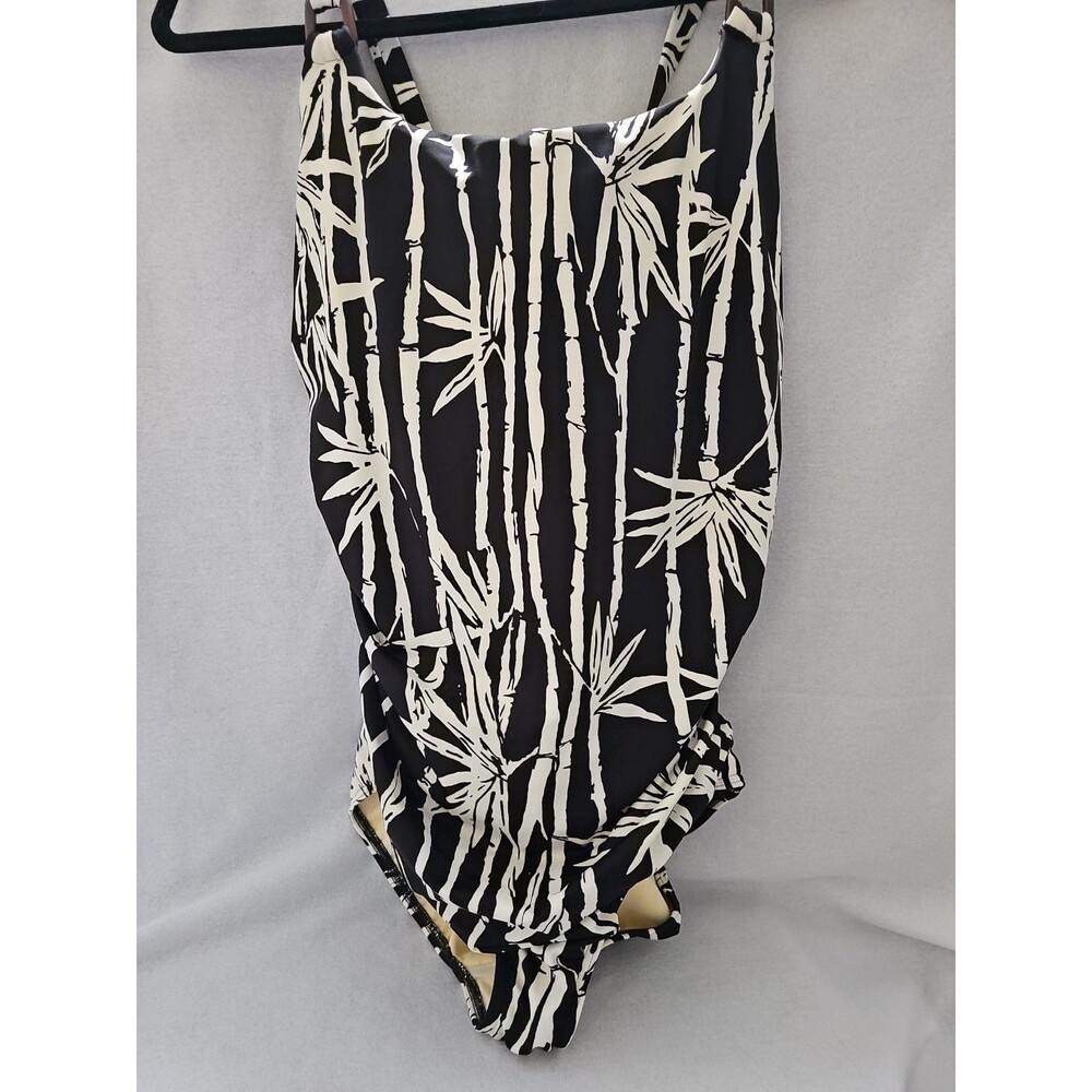 Lands End One Piece Swimsuit Bamboo Print Size 20 Underwire Modest , Fashionable